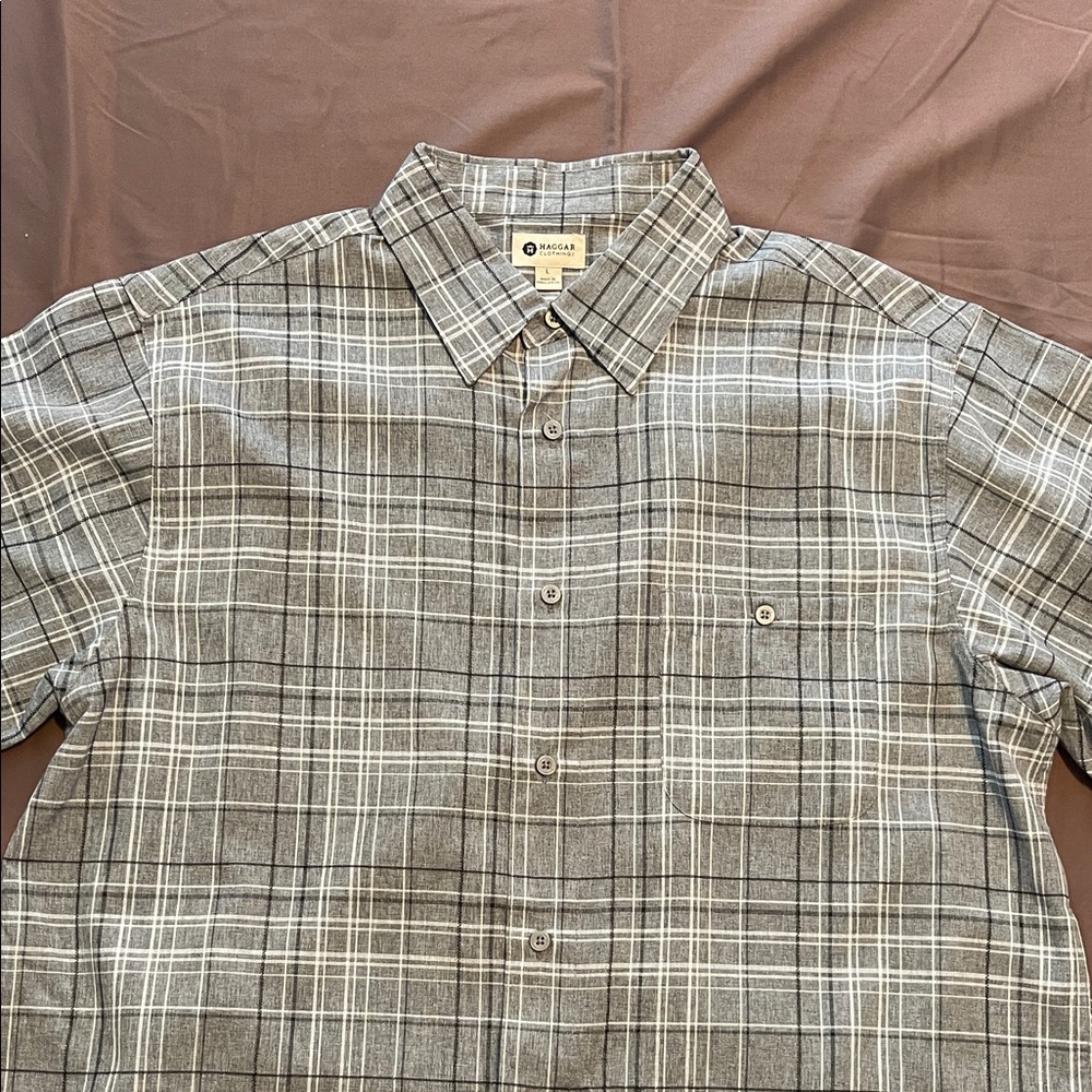 Haggar Gray Plaid Men's Shirt
